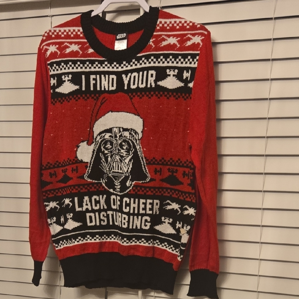 Star Wars Darth Vader Santa Black and Red Christmas Crewneck Sweater. Unisex